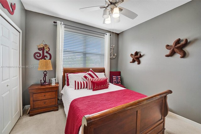 5337 SW 131st Ter, Miramar, FL 33027 - bedroom with light carpet, baseboards, and a ceiling fan