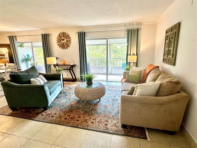 1001 Hillcrest Ct Unit 306, Hollywood, FL 33021 - living room with a textured ceiling and tile patterned floors