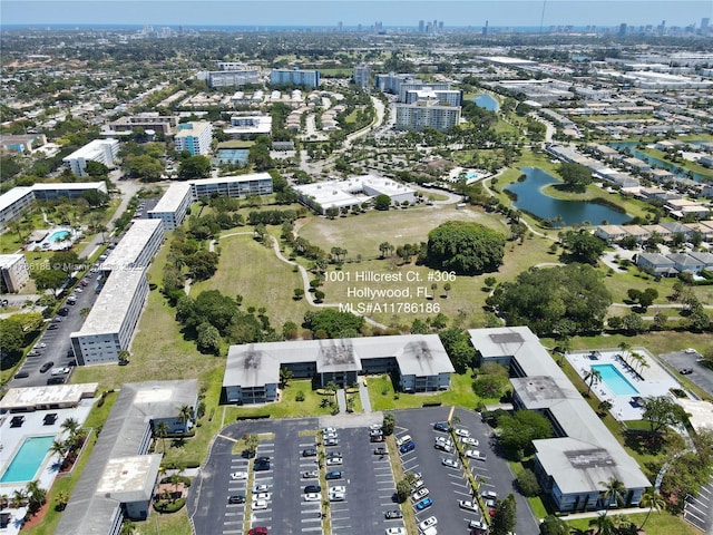 1001 Hillcrest Ct Unit 306, Hollywood, FL 33021 - birds eye view of property with a city view and a water view