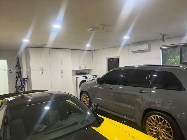 garage featuring a wall unit AC