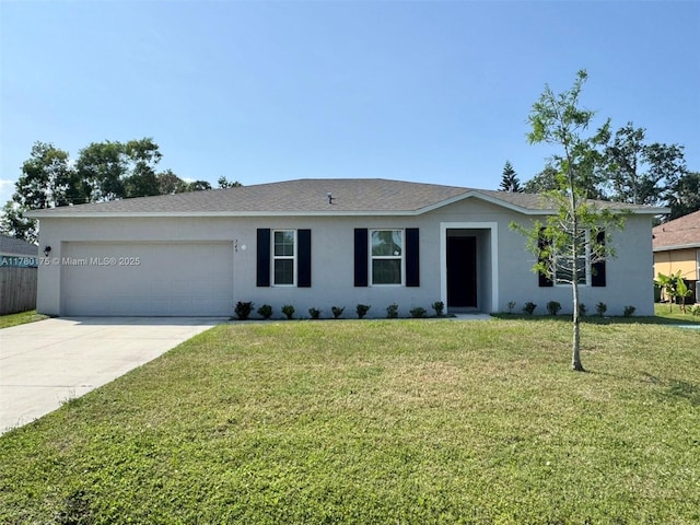 749 SE Karrigan Ter, Port St Lucie, FL 34983 - single story home with an attached garage, driveway, stucco siding, a front yard, and roof with shingles