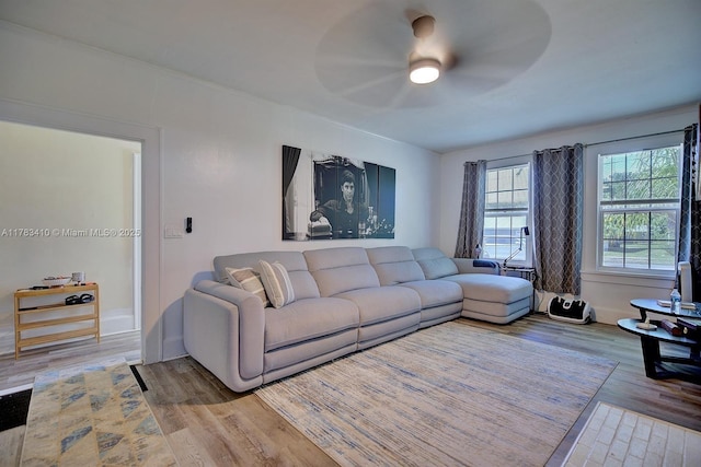 121 E Walnut St, Avon Park, FL 33825 - living room with wood finished floors and a ceiling fan