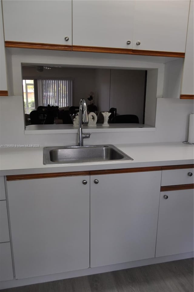 700 SW 128th Ave Unit 106C, Pembroke Pines, FL 33027 - kitchen with a sink, light countertops, and wood finished floors
