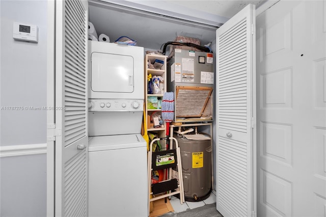 1280 S Alhambra Cir Unit 1207, Coral Gables, FL 33146 - washroom with stacked washer / drying machine and electric water heater