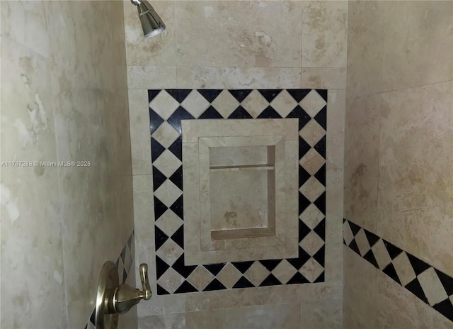 room details with a tile shower