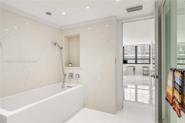 10205 Collins Ave Unit 1106, Bal Harbour, FL 33154 - full bathroom with washtub / shower combination and recessed lighting