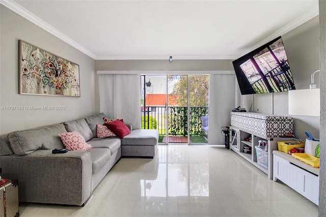 301 NW 109th Ave Unit 201, Miami, FL 33172 - living room with light tile patterned flooring and crown molding