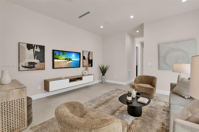 915 NE 17th Ter, Fort Lauderdale, FL 33304 - living room with baseboards, visible vents, and recessed lighting