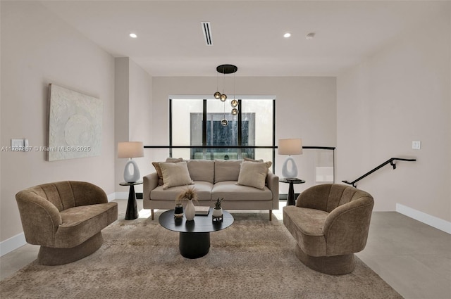 915 NE 17th Ter, Fort Lauderdale, FL 33304 - living room with recessed lighting, visible vents, and baseboards