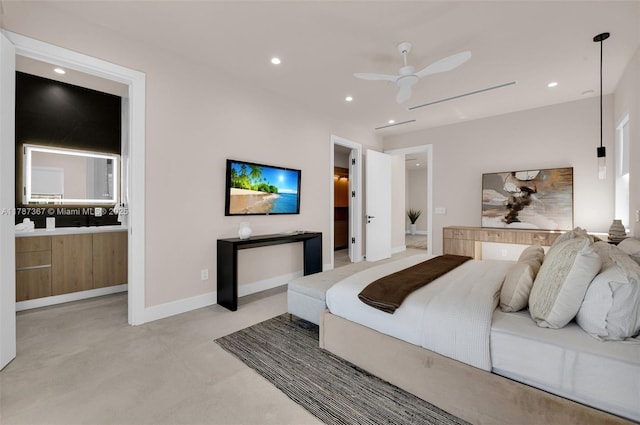 915 NE 17th Ter, Fort Lauderdale, FL 33304 - bedroom featuring baseboards, recessed lighting, and finished concrete flooring