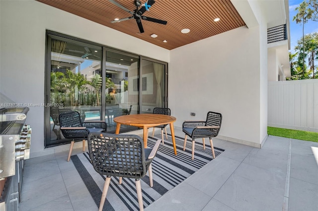 915 NE 17th Ter, Fort Lauderdale, FL 33304 - view of patio / terrace featuring fence, an outdoor pool, and ceiling fan