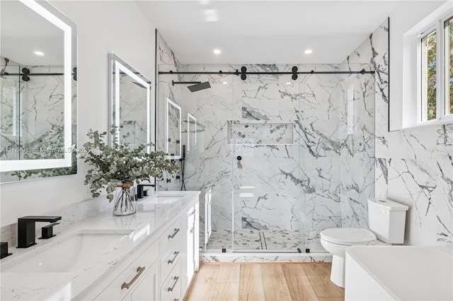2905 Day Ave Unit 2A, Miami, FL 33133 - full bath with toilet, recessed lighting, a marble finish shower, and double vanity