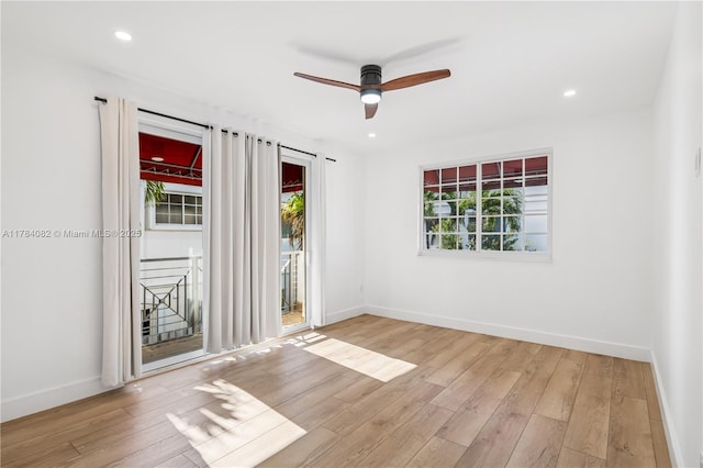 2905 Day Ave Unit 2A, Miami, FL 33133 - unfurnished room with baseboards, ceiling fan, wood finished floors, and recessed lighting