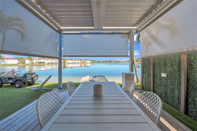 6694 NW 107th Pl, Doral, FL 33178 - deck featuring a water view and a yard