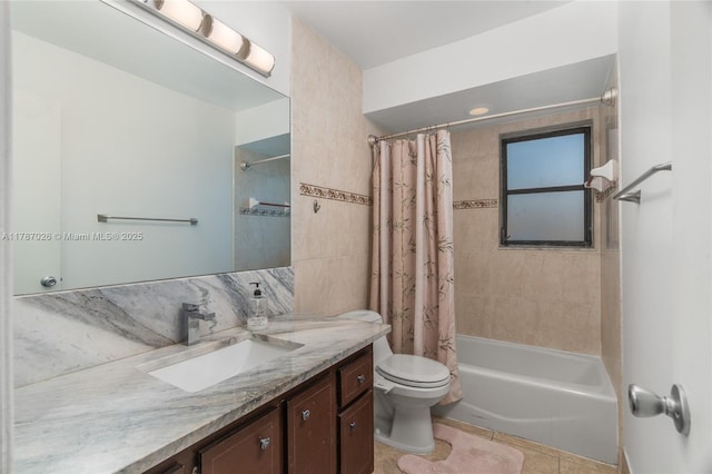 3111 Coral Springs Dr Unit 211, Coral Springs, FL 33065 - full bathroom with vanity, shower / bath combination with curtain, toilet, and tile patterned flooring