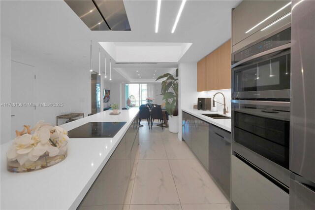 10700 NW 66th St Unit 103, Doral, FL 33178 - kitchen featuring modern cabinets, appliances with stainless steel finishes, light marble finish floors, and a sink