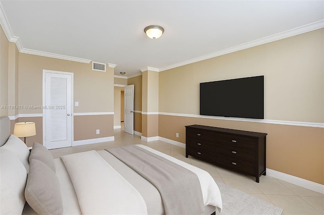 1455 N Treasure Dr Unit 7F, North Bay Village, FL 33141 - bedroom with light tile patterned flooring and ornamental molding