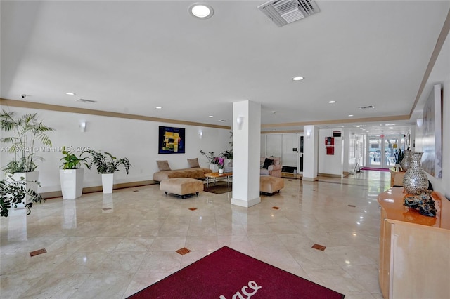 building lobby with visible vents