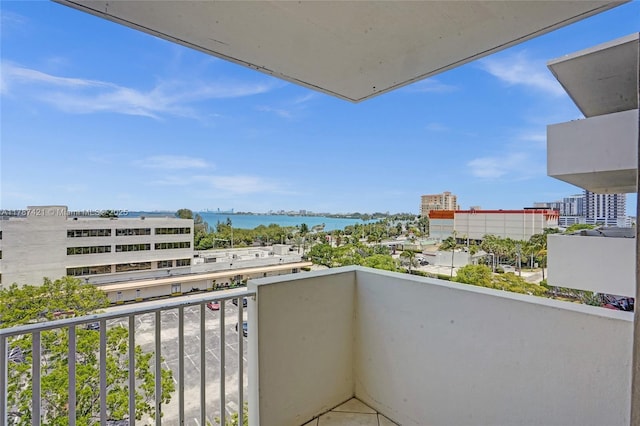 1455 N Treasure Dr Unit 7F, North Bay Village, FL 33141 - balcony with a water view and a view of city