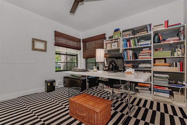 430 NE 132nd Ter, North Miami, FL 33161 - office space with baseboards, a ceiling fan, and carpet