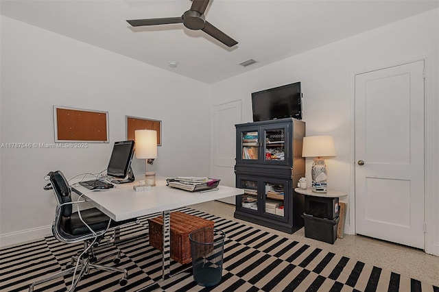 430 NE 132nd Ter, North Miami, FL 33161 - office space with light speckled floor, a ceiling fan, and visible vents