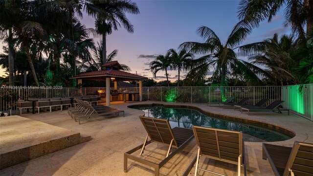 1430 NW 114th Ave, Plantation, FL 33323 - view of swimming pool with a gazebo, a patio, and a fenced backyard