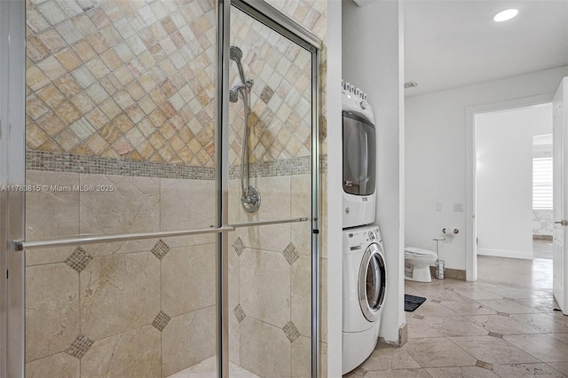 1430 NW 114th Ave, Plantation, FL 33323 - laundry room featuring stacked washer / drying machine, recessed lighting, and baseboards