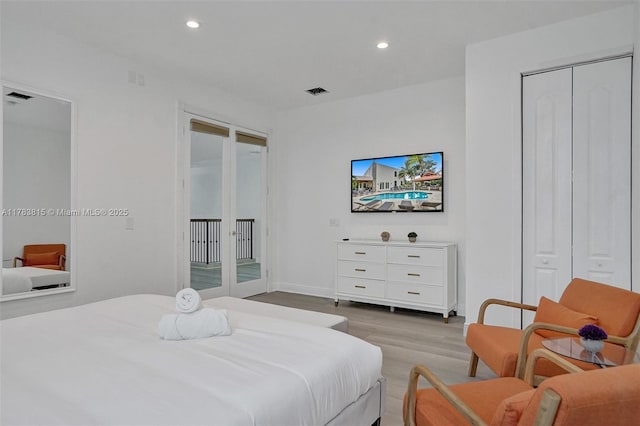 1430 NW 114th Ave, Plantation, FL 33323 - bedroom featuring wood finished floors, recessed lighting, access to outside, and baseboards