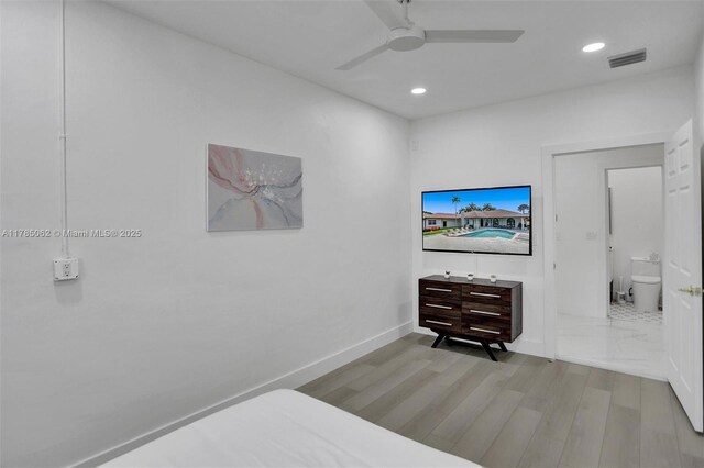 3152 SW 147th Ave, Davie, FL 33330 - bedroom with wood finished floors, recessed lighting, baseboards, and ceiling fan