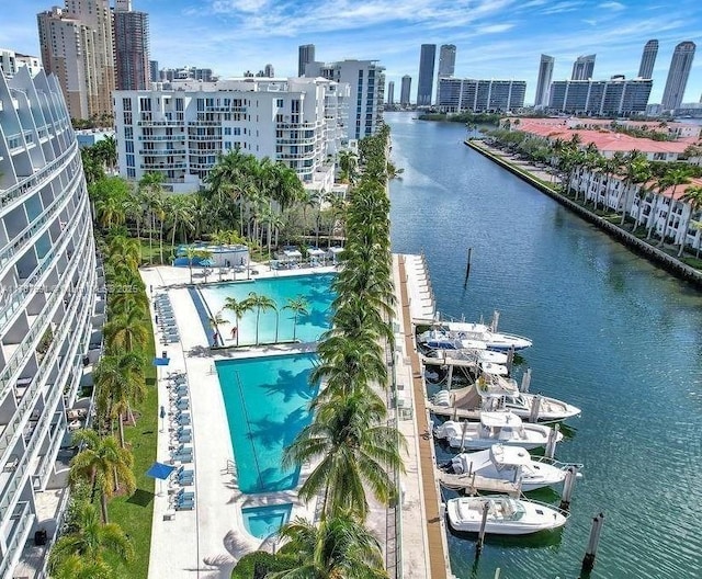 2950 NE 188th St Unit 501, Aventura, FL 33180 - view of urban area with a pool and a large body of water