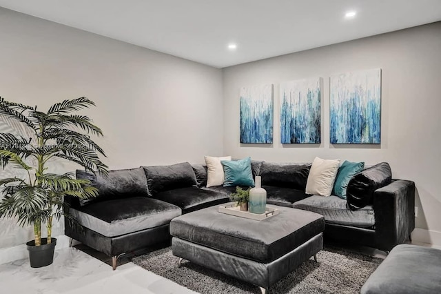1321 S 16th Ave, Hollywood, FL 33020 - living area featuring recessed lighting and marble finish flooring