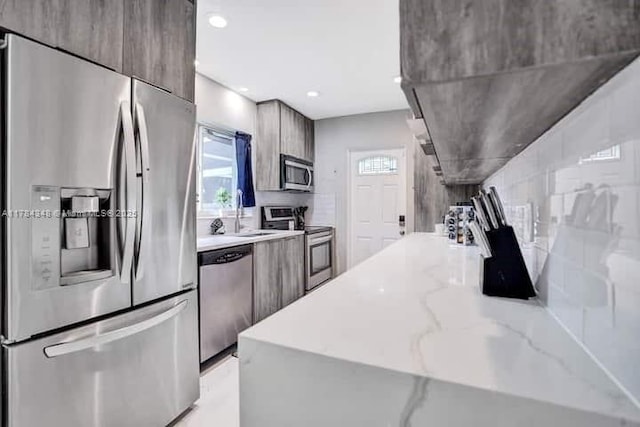 1321 S 16th Ave, Hollywood, FL 33020 - kitchen with appliances with stainless steel finishes, modern cabinets, a sink, plenty of natural light, and recessed lighting