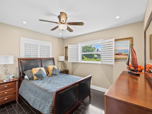 4231 NE 16th Ave, Oakland Park, FL 33334 - bedroom with baseboards, recessed lighting, and ceiling fan
