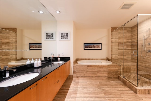 15901 Collins Ave Unit 2502, Sunny Isles Beach, FL 33160 - bathroom with a bath, a shower stall, a sink, and visible vents