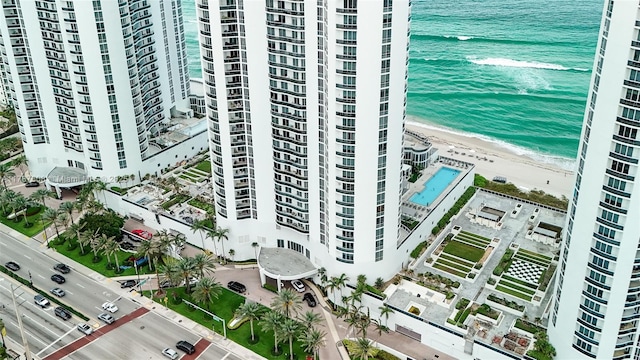 15901 Collins Ave Unit 2502, Sunny Isles Beach, FL 33160 - bird's eye view with a beach view and a water view