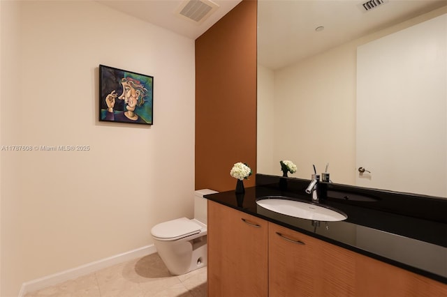 15901 Collins Ave Unit 2502, Sunny Isles Beach, FL 33160 - bathroom with vanity, toilet, tile patterned flooring, and visible vents