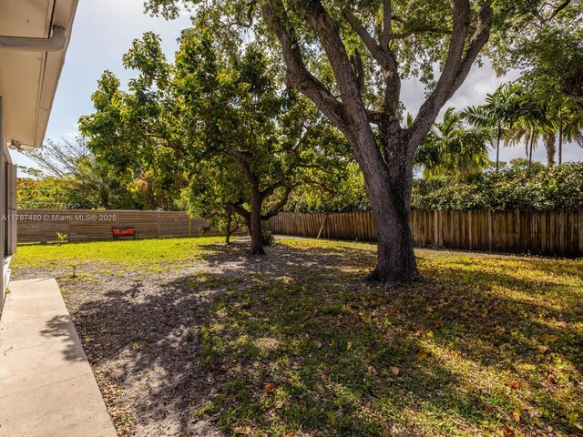 view of yard with a fenced backyard