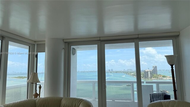 1717 N Bayshore Dr Unit A-1734, Miami, FL 33132 - entryway featuring healthy amount of natural light, a water view, and a view of city