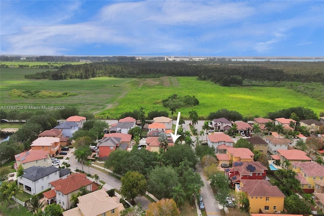 birds eye view of property with a residential view