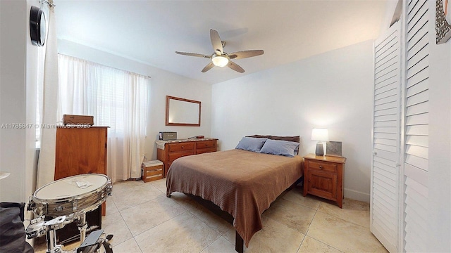 11282 SW 9th Ct, Pembroke Pines, FL 33025 - bedroom featuring light tile patterned floors and a ceiling fan