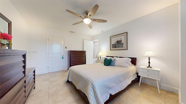 11282 SW 9th Ct, Pembroke Pines, FL 33025 - bedroom featuring baseboards, light tile patterned floors, and ceiling fan