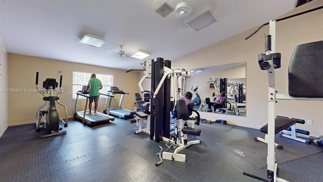 11282 SW 9th Ct, Pembroke Pines, FL 33025 - workout area with a ceiling fan and baseboards