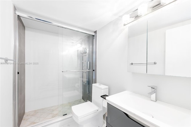 3180 S Ocean Dr Unit 1608, Hallandale Beach, FL 33009 - full bathroom featuring a shower stall, toilet, and vanity