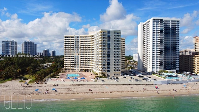 3180 S Ocean Dr Unit 1608, Hallandale Beach, FL 33009 - drone / aerial view featuring a beach view, a water view, and a view of city