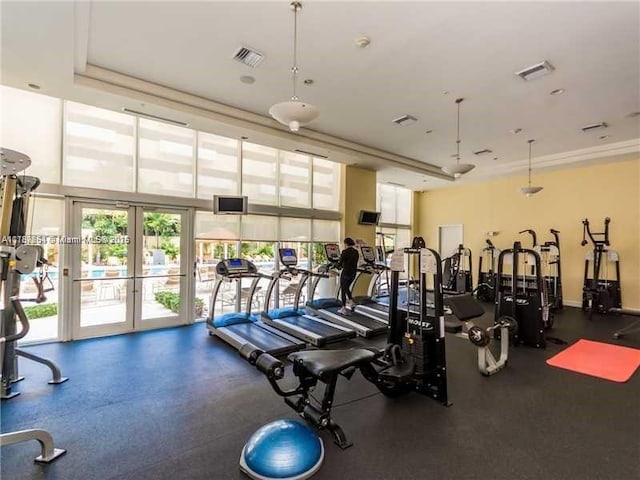 18800 NE 29th Ave Unit 1028, Aventura, FL 33180 - workout area featuring visible vents and french doors