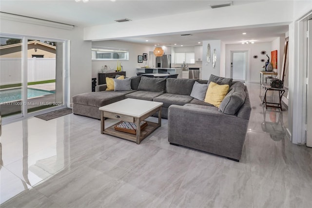 1990 NE 35th St, Lighthouse Point, FL 33064 - living area with visible vents and recessed lighting