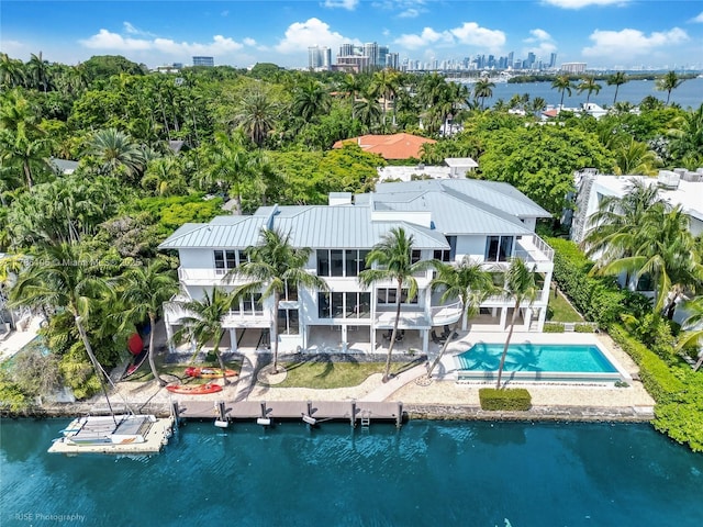 3835 Carole Ct, Miami, FL 33133 - birds eye view of property with a water view and a view of city