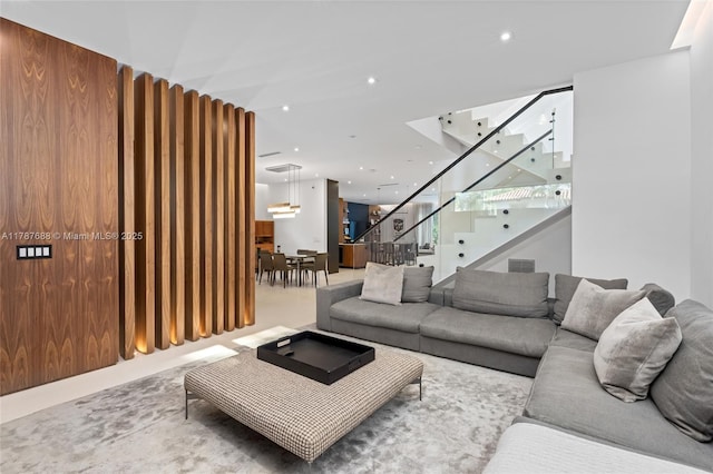 4039 Ventura Ave, Miami, FL 33133 - living area with visible vents, recessed lighting, and stairway