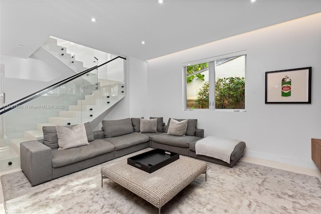 4039 Ventura Ave, Miami, FL 33133 - living room featuring recessed lighting and stairs