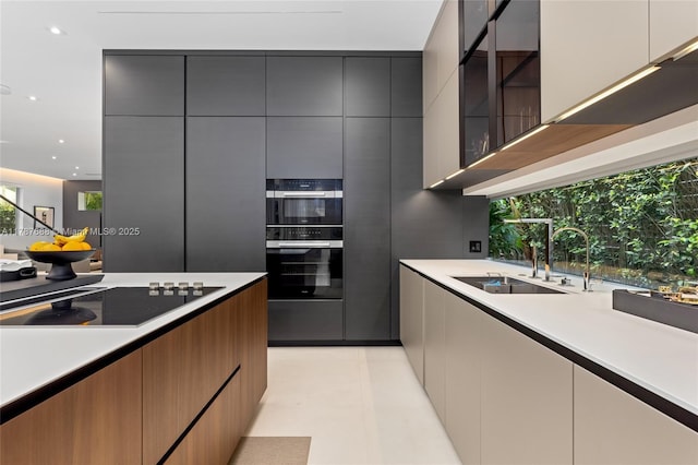 4039 Ventura Ave, Miami, FL 33133 - kitchen with modern cabinets, black electric stovetop, and a sink